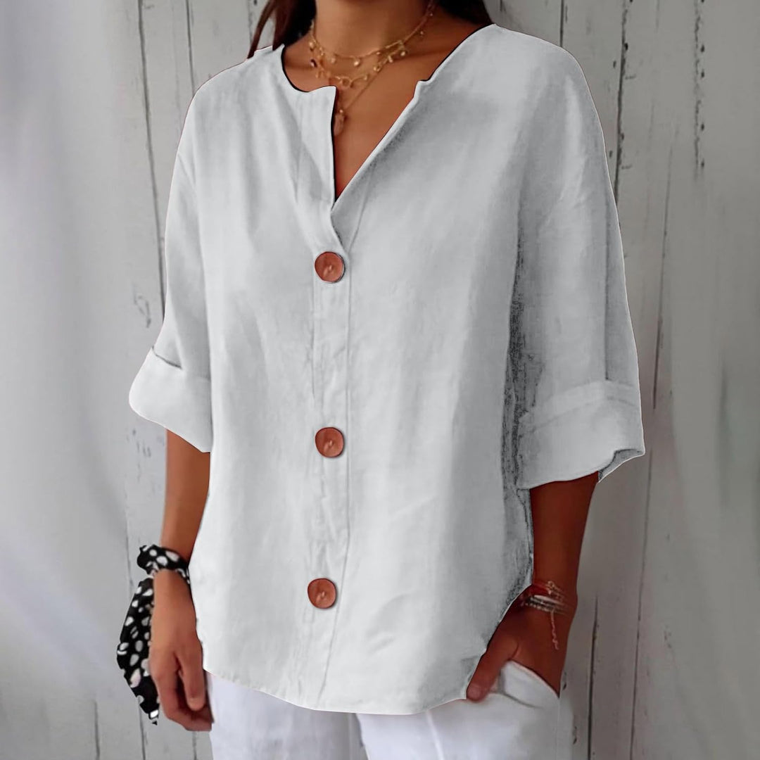 Olivia Loose Linen Blouse Summer Light and Comfortable Women's Style