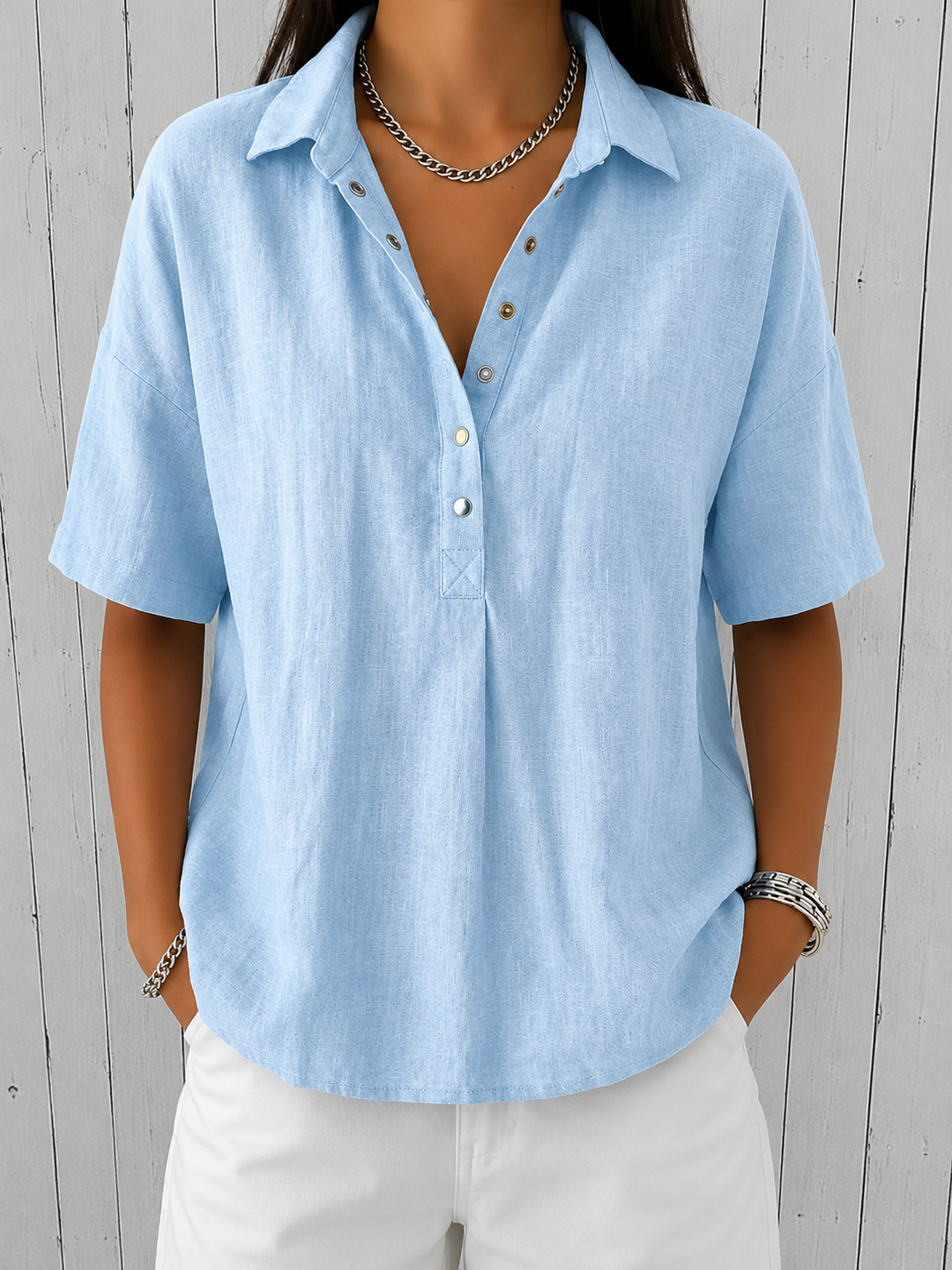 Tampa Ava Blouse with Collar and Buttons