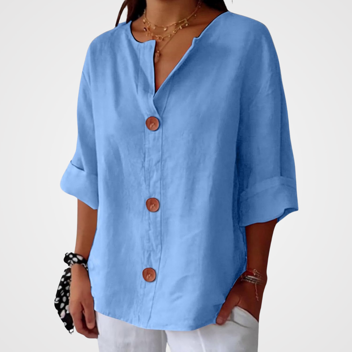 Olivia Loose Linen Blouse Summer Light and Comfortable Women's Style