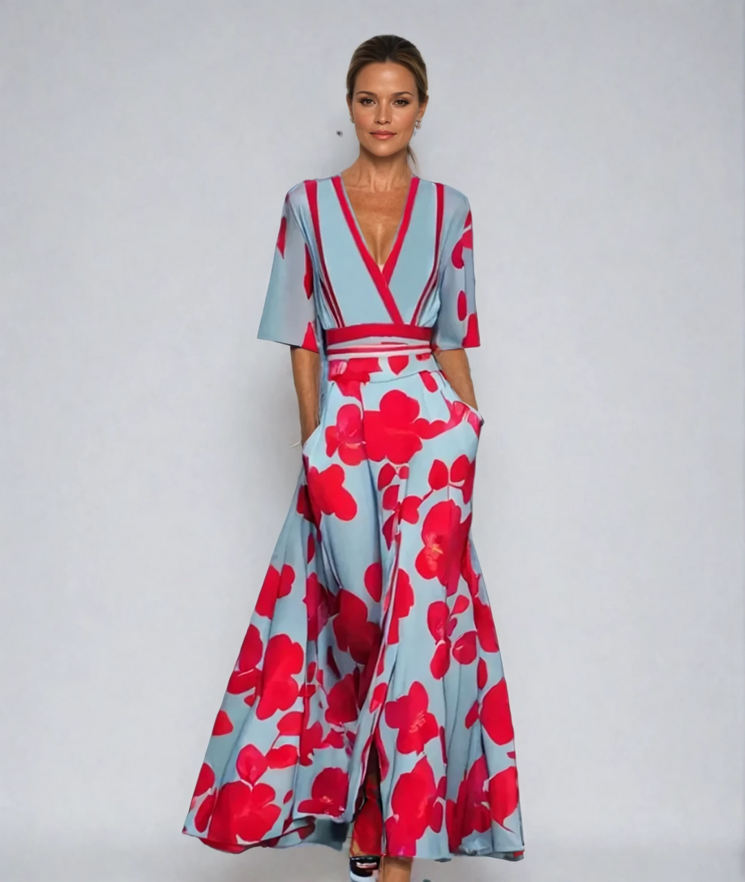 Eliana™ | Elegant Floral A-Line Dress